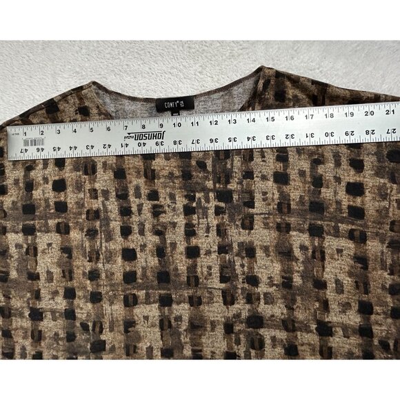 Comfy USA Womens Long Sleeve Side Slit Top Medium Brown Animal Print Stretch - Picture 6 of 8